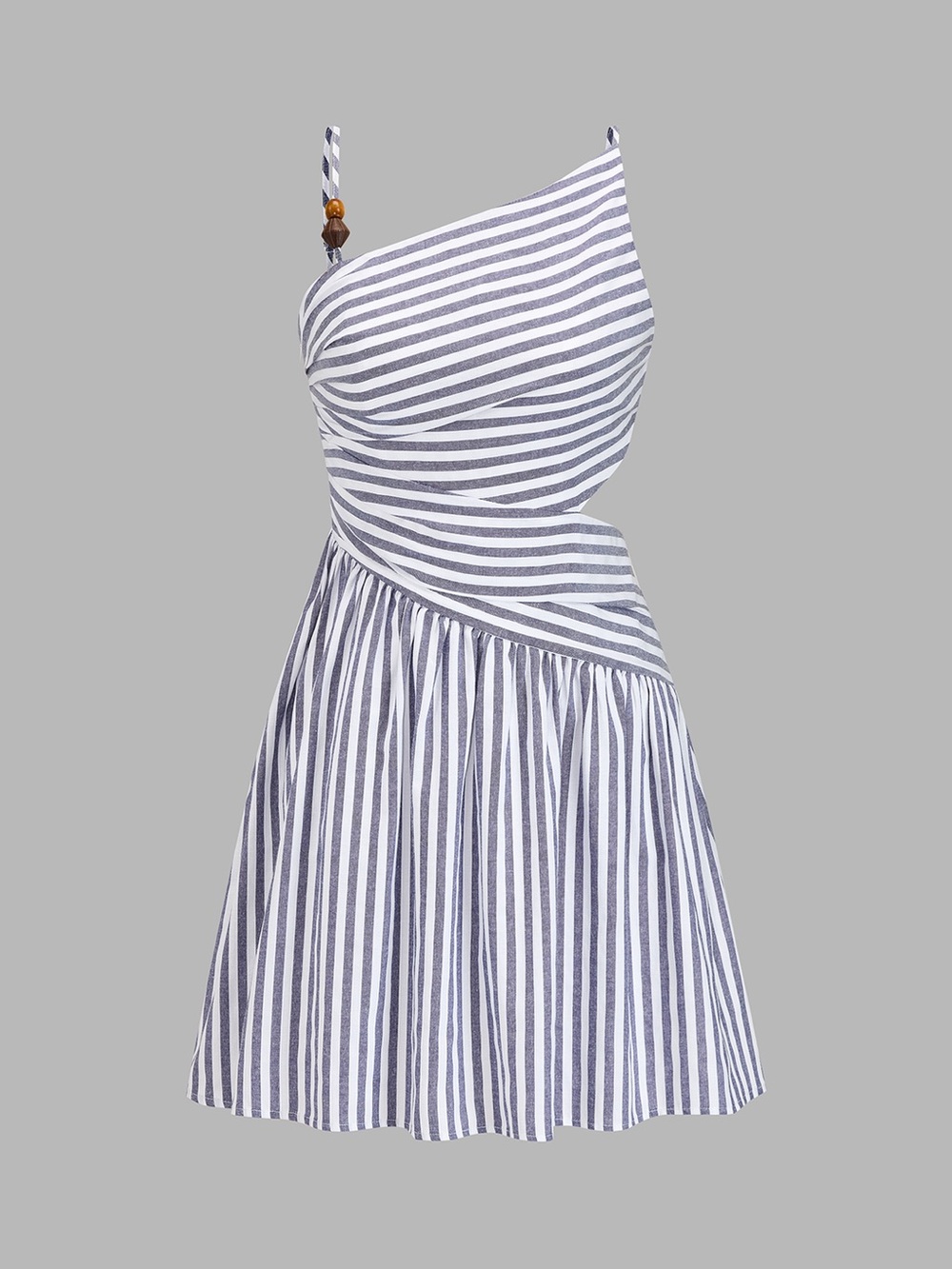 Commense Beaded Striped Asymmetrical Cutout Mini Dress xs